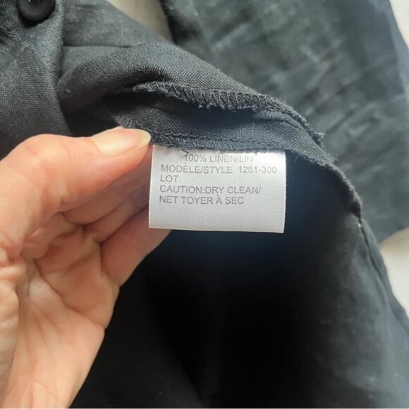 Studio Point black linen button up long sleeve shirt dress Sz M - Picture 7 of 10